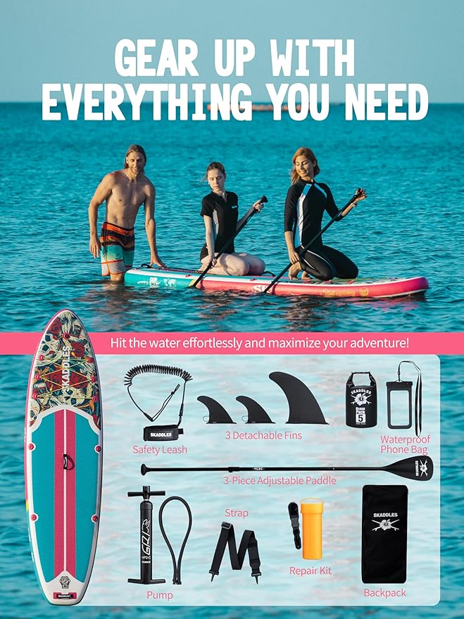 10’6’’ Portable Inflatable Stand Up Paddle Board (SUP) for Adults and Youth with Non-Slip Deck – Complete Accessories Kit, Perfect for Fishing, Yoga, Fitness & Family Fun-StrideForce Fitness