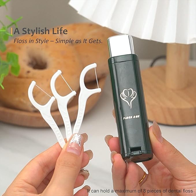 Compact Portable Dental Floss Picks Box/Dispenser, for Go Out,for Travel, Contains 100 Refills for Floss Picks (White)
