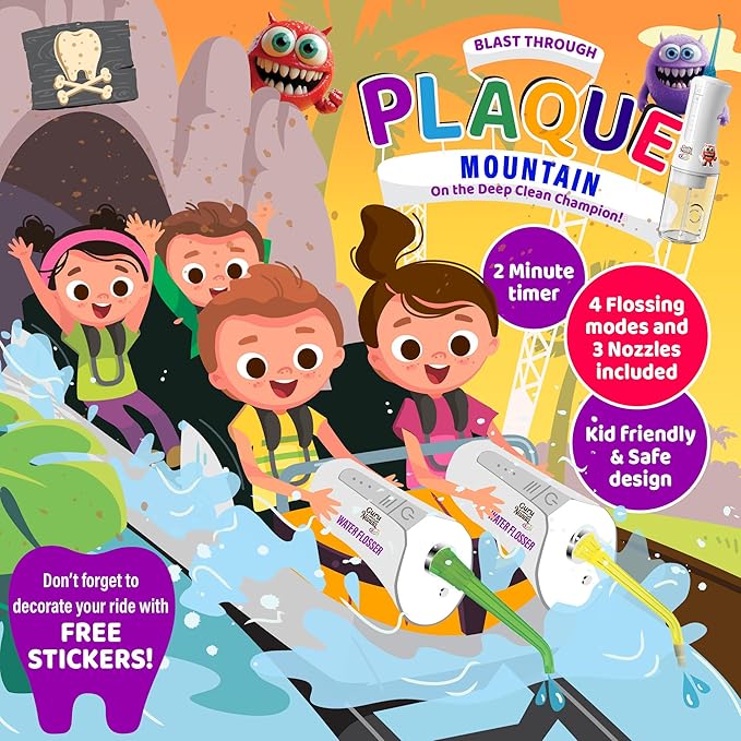 GuruNanda Kids Oral Care Regimen Kit with Toothpaste, Butter On Gums Toothbrush, Oil Pulling Mouthwash, Giraffe Floss Picks, Water Flosser & Tongue Scrapers