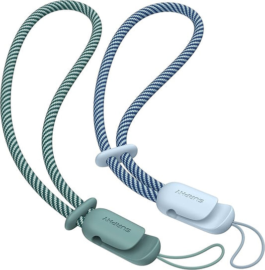 SURPHY 2 Pack Phone Lanyard for Cellphone Case, Phone Wrist Strap for Case, Cellphone Strap with 2-Color Braided, Charm Wrist Lanyard for Women and Men, Cloud Blue & Green