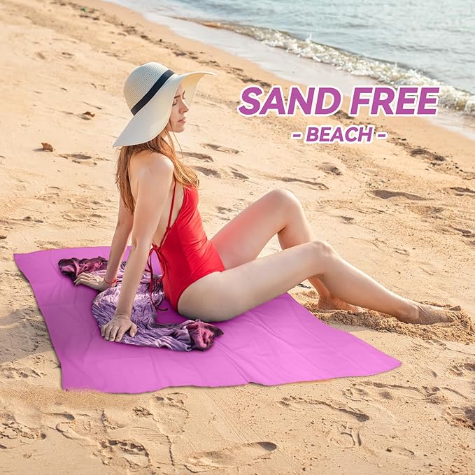 Microfiber Beach Towel-Perfect for Travel, Sports, Camping, Swimming, Yoga, Gym- Quick Dry, Sand Free, Compact, Lightweight, Absorbent (Purple, X-Large(200x90cm, 78x35”))