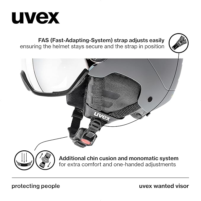 uvex Wanted Visor ski Helmet for Women & Men - Adjustable Helmet with Integrated Visor-StrideForce Fitness