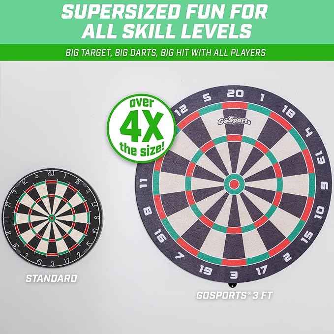 GoSports Giant 3 ft or 4 ft Cork Dartboards - Includes 12 Giant Darts and Scoreboard - New Fun Twist on Darts-StrideForce Fitness