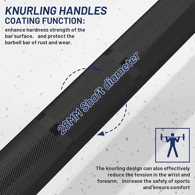 7ft Olympic Barbell Bar 45LB Load 1500lbs Capacity Available, for Gym Home Exercises, Weightlifting, Powerlifting for 2" Olympic Plates-StrideForce Fitness