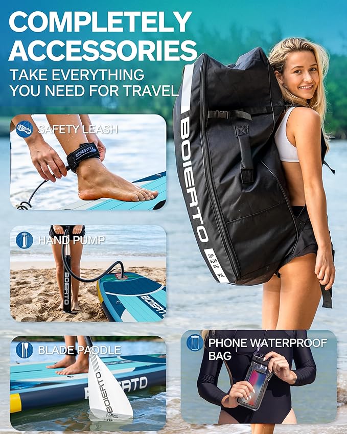 Inflatable Stand Up Paddle Board 10'8“*34"/11'*33" Extra Wide Paddle Boards for Adults, SUP with Premium Accessories & Nylon Backpack, Adjustable Paddle, Hand Pump, Bottom Fin, Leash-StrideForce Fitness