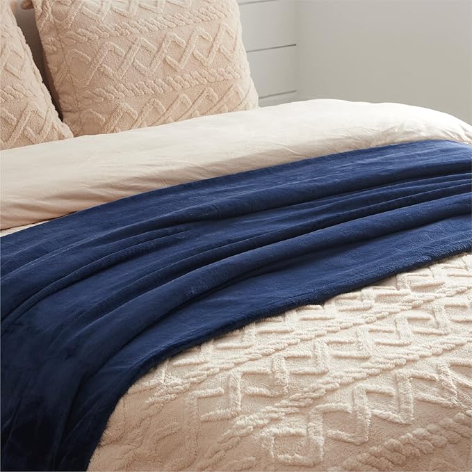 Bedsure Navy Blue Throw Blanket for Couch - 300GSM Soft Cozy Fleece Blankets for Home Decor Gifts, 50x60 Inches-StrideForce Fitness