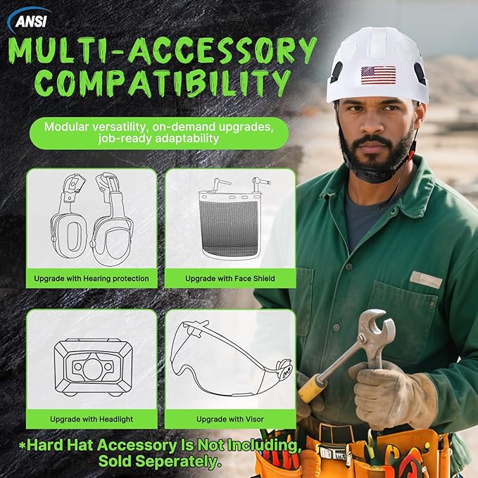 AOLAMEGS Construction Safety Hard Hat - ANSI Z89.1 Type Ι OSHA Approved Safety Helmets with Chin Straps Lightweight Reflective Vented ABS Hard Hats For Men Women Industrial Workwear 6-point Suspension-StrideForce Fitness
