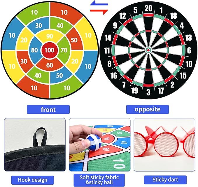 29 Inches Dart Board for Kids，Kids Large Dart Board with Sticky Balls and Darts，Indoor/Outdoor Sport Party Fun Games Toys Birthday Gifts for 3 4 5 6 7 8 9 10 11 12+Year Old Boys Girl-StrideForce Fitness