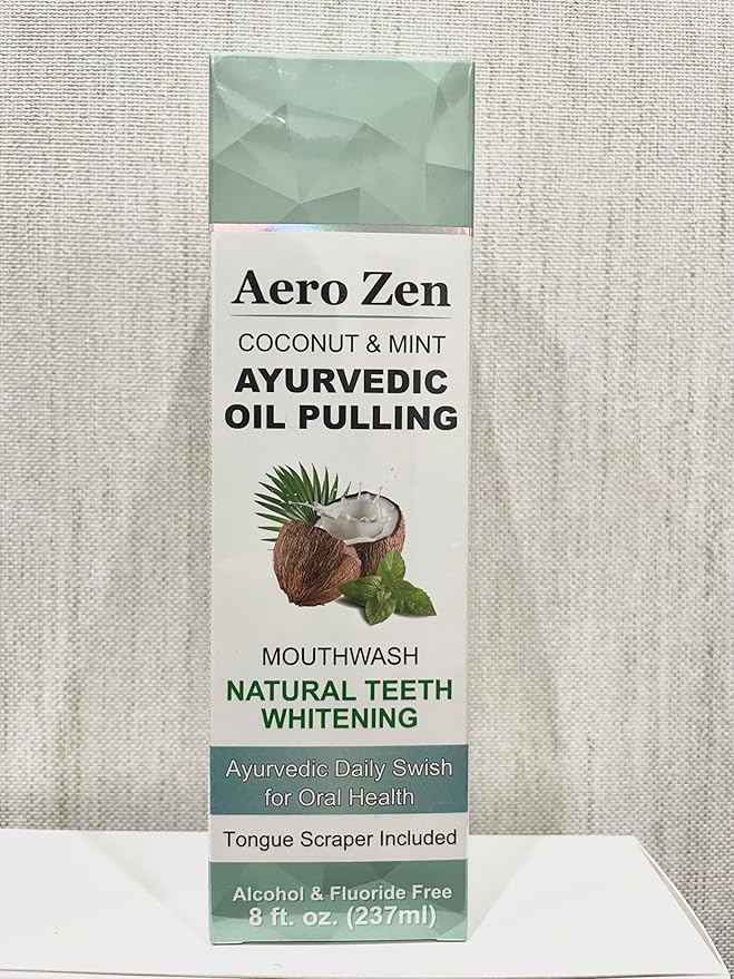 2-Pack Coconut Oil Pulling Mouthwash with Peppermint - Alcohol-Free Oral Care - Fresh Breath Solution - Organic Essential Oils Formula with Tongue Scraper - Gum Health Treatment - 237ML