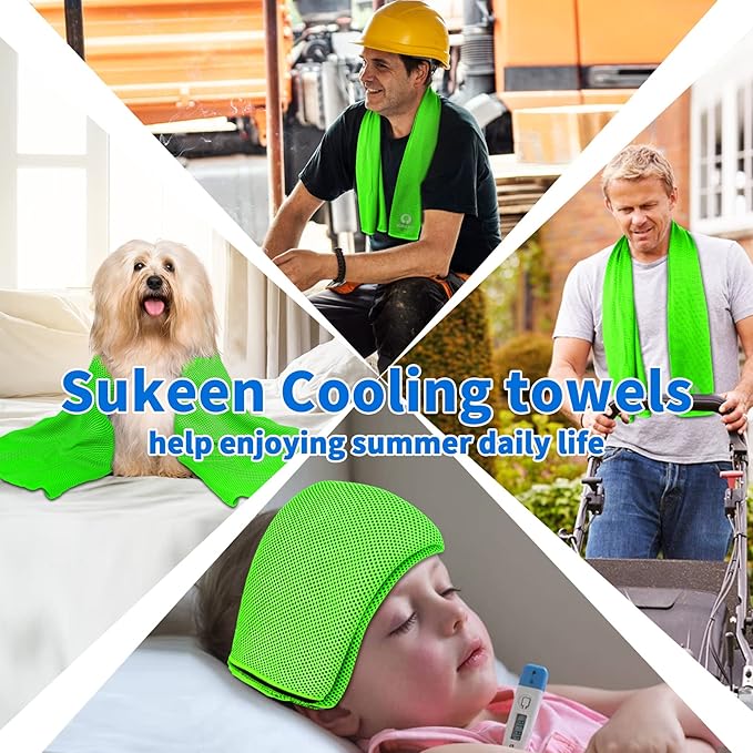 Sukeen 12 Pack Cooling Towel (40"x12"), Ice Towel Sets,Soft Breathable Chilly Towel,Microfiber Towel for Yoga,Sport,Running,Gym,Workout,Camping,Fitness,Workout-StrideForce Fitness