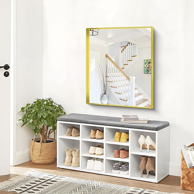 Gold Bathroom Mirror, 30x36 Inch Rectangular Framed Mirror, Large Wall Mounted Bathroom Vanity Mirror Over Sink for Bedroom,Restroom, Living Room, Hangs Vertically or Horizontally-StrideForce Fitness