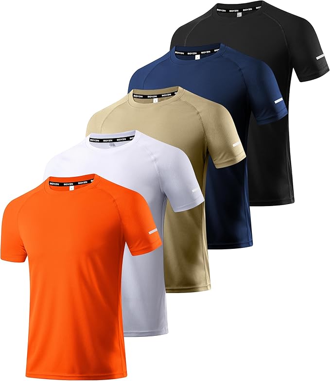 Boyzn 1, 3, 5 or 7 Pack Men's Workout Running Shirts, Dry Fit Moisture Wicking T-Shirt, Gym Athletic Short Sleeve Tee Shirts-StrideForce Fitness