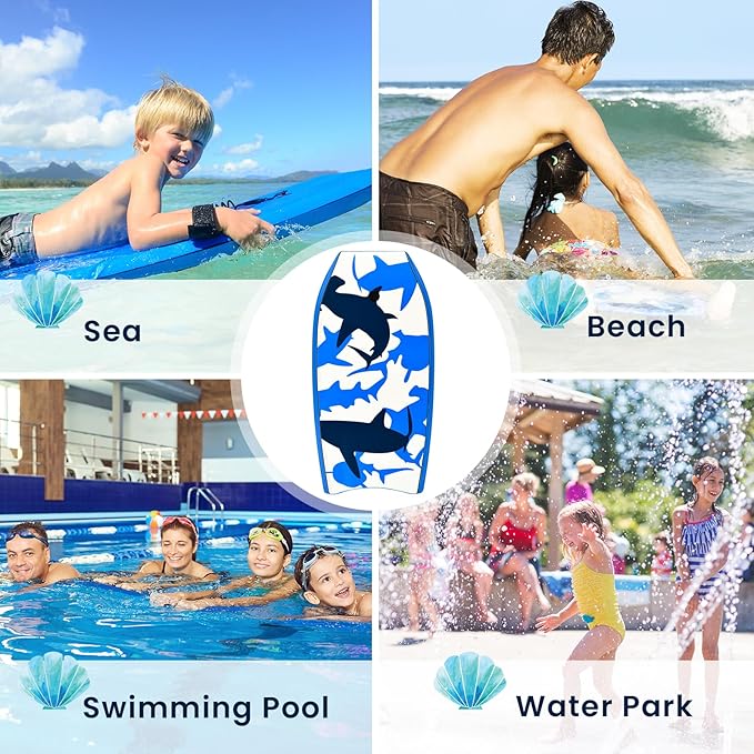 KOTEK 33/37/41 Inch Body Board with Wrist Leash, EPS Core, Dual Channel, HDPE Slick Bottom, Bodyboard for All Skill Levels & Wave Conditions-StrideForce Fitness