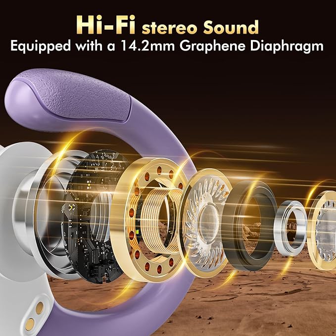 Wireless Earbuds, Sports Bluetooth Headphones, 80Hrs Playtime Ear Buds with LED Power Display, Noise Canceling Headset, IPX7 Waterproof Earphones for Workout/Running (Purple)-StrideForce Fitness