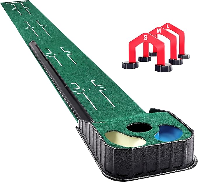 CHAMPKEY Golf Putting Green Indoor - Advanced Guides Golf Putting Mat - Enhance Putting Accuracy and Challenge-StrideForce Fitness