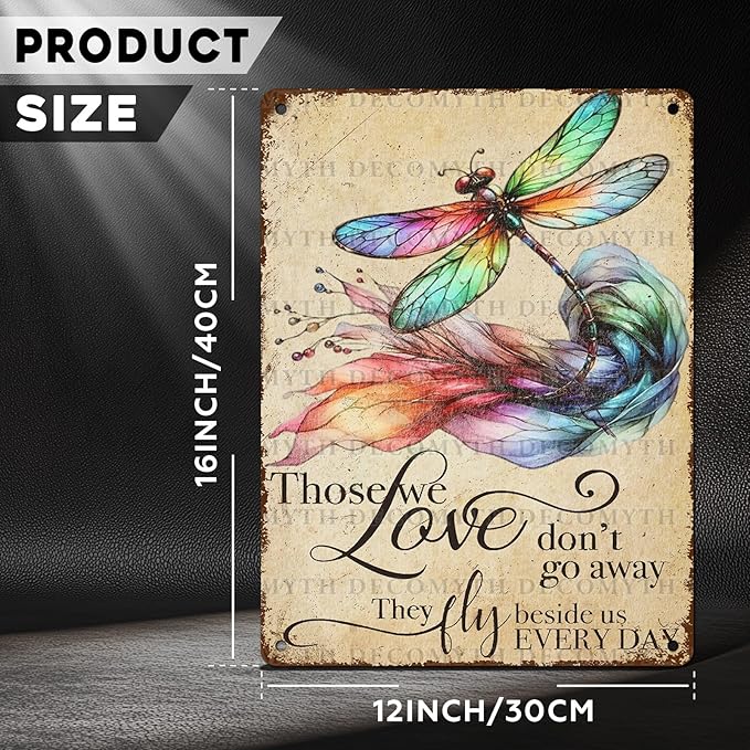 Vintage Tin Sign Those We Love Don't Go Away They Fly Belive Us Every Day Tin Sign for Home Farm Outdoor Bathroom Restaurant Cafes Bars Club Kitchen Garage Art Wall Decor 12 * 16inch-StrideForce Fitness