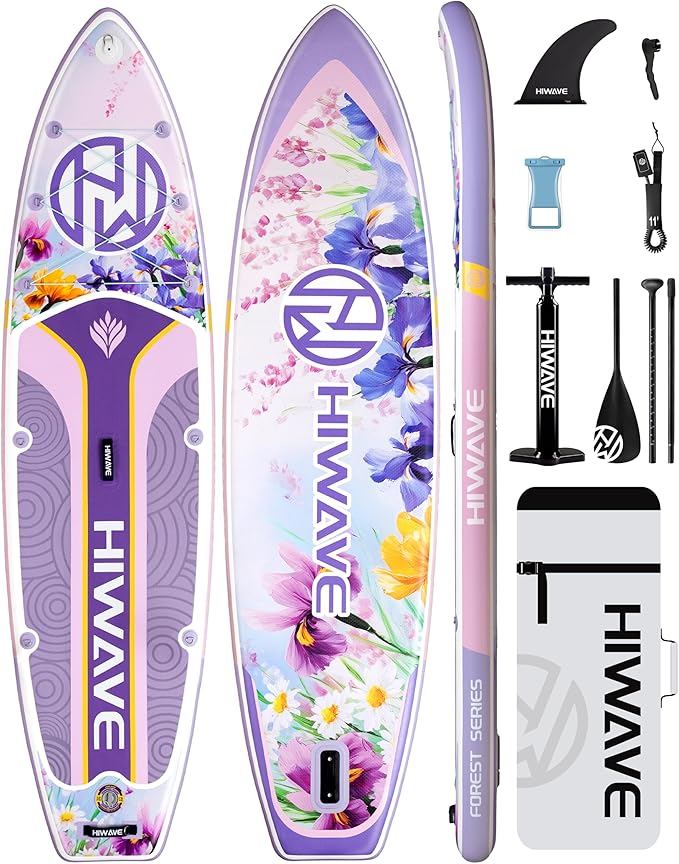 Inflatable Paddle Board 11 '* 34 "* 6" Extra Wide Sup Board, 420lb Capacity Paddle Board for Adults, Suitable for Sea and Lakes, 2+1Family Board-StrideForce Fitness