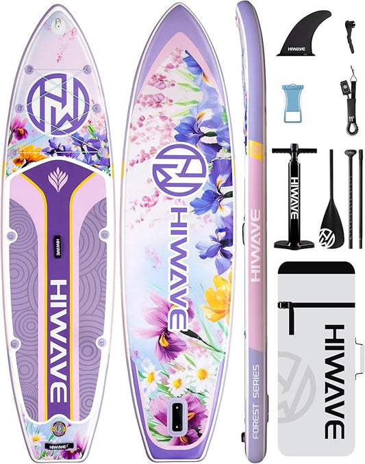 Inflatable Paddle Board 11 '* 34 "* 6" Extra Wide Sup Board, 420lb Capacity Paddle Board for Adults, Suitable for Sea and Lakes, 2+1Family Board-StrideForce Fitness