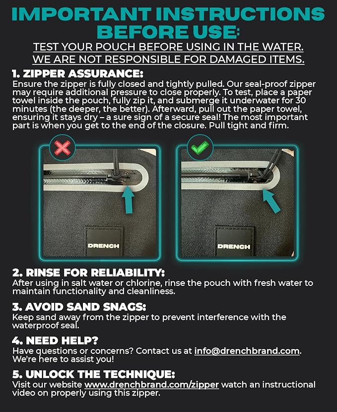 DRENCH 100% Underwater Waterproof Fanny Pack. Waist Pack. Submersible Waterproof Phone Pouch. Dry Bag for Swimming, Boating, SUP & Snorkelling. Underwater Phone case. Floating Belt Bag-StrideForce Fitness