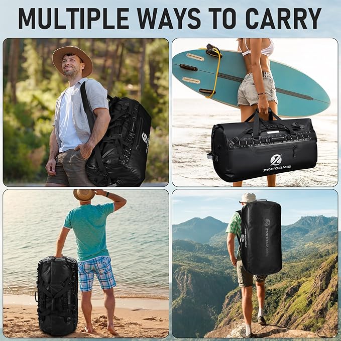Waterproof Duffel Bag, Large Waterproof Duffel Backpack for Beach Vacation, Marine Dry Bags for Adventures, Heavy Duty Duffle Bag for Kayaking Boating Hiking Camping, 65L/110L/160L Sizes-StrideForce Fitness