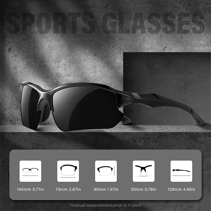 Sports Polarized Sunglasses for Men Cycling Running Fishing UV Protection Sun Glasses Lightweight Half Frame Goggles-StrideForce Fitness