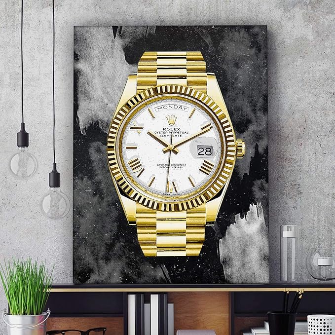 SuccessHunters Luxury Gold Watch Canvas Print Office Wall Decoration Home Decor Modern Art Prints Inspiration Motivation Inspire Entrepreneur Quote Inspirational Motivational House Decal (8 x 8 in)-StrideForce Fitness