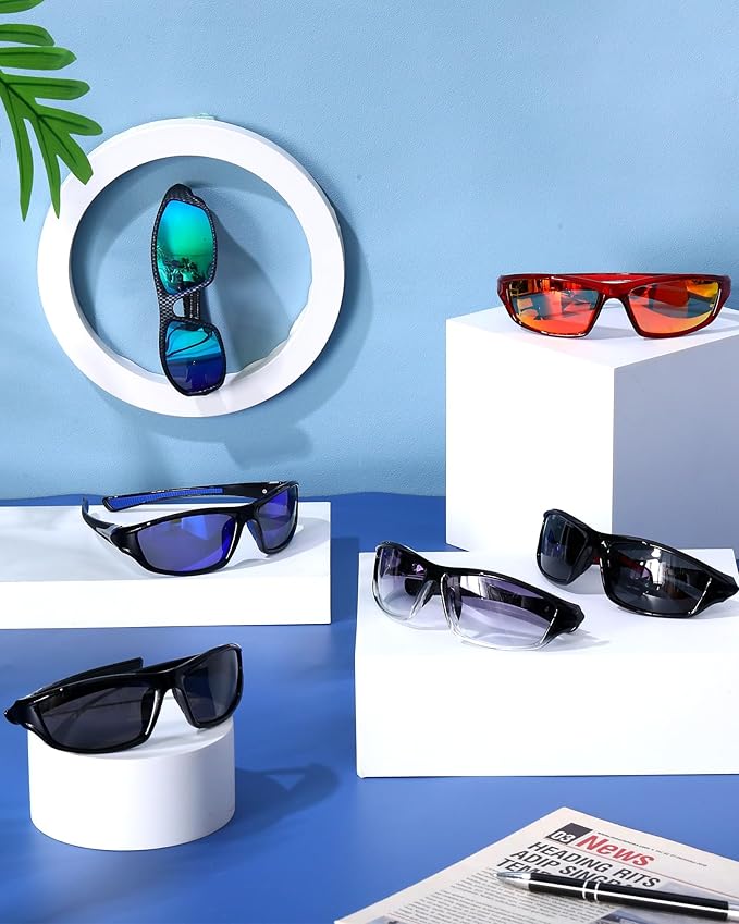 Frienda 6 Pack Polarized Sport Sunglasses for Men Multipack Fit over Glasses Pack Lot Set Men's Sport Fishing Eyeglasses-StrideForce Fitness