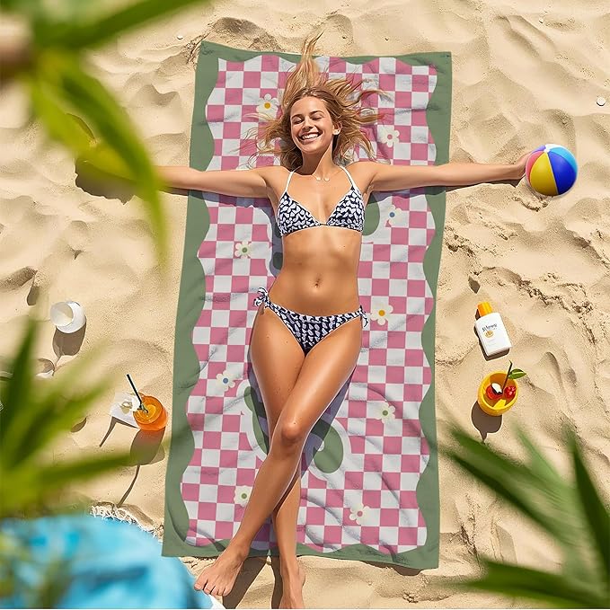 JML Personalized Beach Towel with Name, Custom Flower Beach Towel, Customized Microfiber Pool Towel, Quick Dry & Absorbent Swim Towel for Adult,Anniversary, Birthday, Summer Holiday,Vacation-StrideForce Fitness