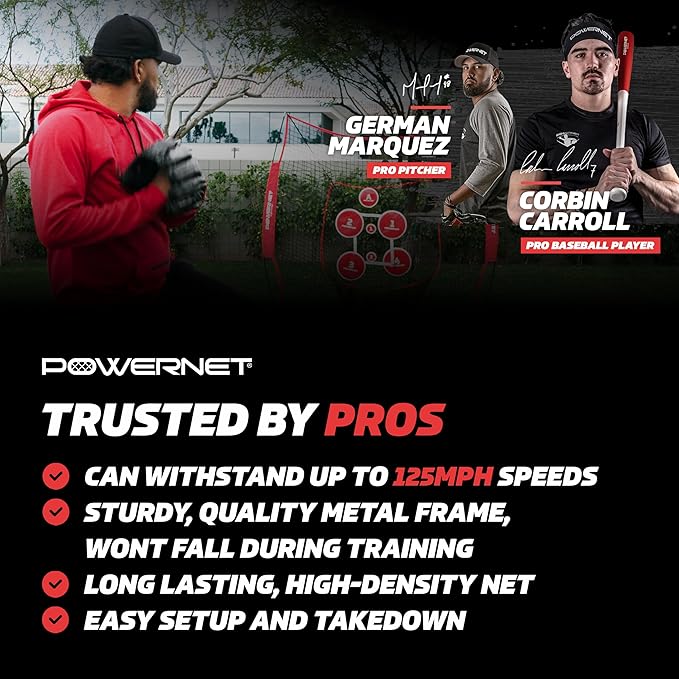 PowerNet Pitching Bundle, Baseball Net with Pitch Perfect Targets & Strike Zone Attachment, Weighted Ball, Softball Baseball Training Equipment to Increase Pitching Accuracy, 3 Net Sizes-StrideForce Fitness