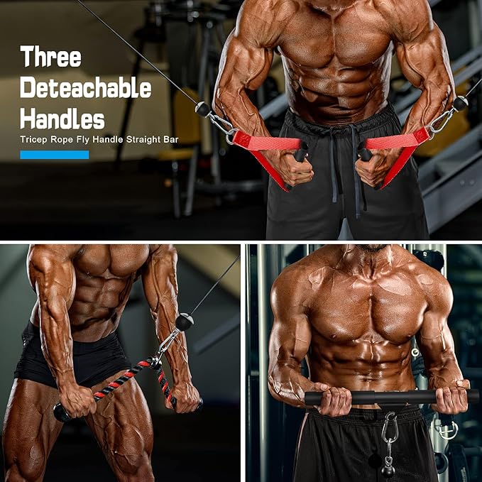 SERTT Weight Cable Pulley System Gym, Upgraded Cable Pulley Attachments for LAT Pull Down, Biceps Curl, Tricep, Arm Workouts - Home Gym Add On Equipment-StrideForce Fitness