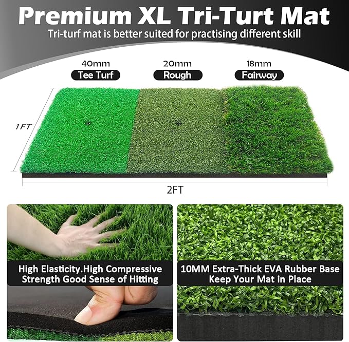 Golf Net,10x7FT with Golf Practice Mat,Hitting Aid Nets for Backyard Driving Chipping Training Swing with Target Outdoor or Indoor–Gifts for Men/Dad/Him-StrideForce Fitness