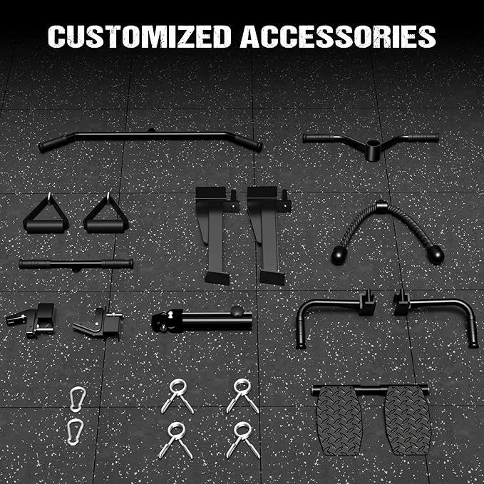 Power Cage, 2000LBS Multi-Function C21 Power Rack with Dual Pulley Cable Crossover System, All-in-One Squat Rack with More Training Attachments-StrideForce Fitness