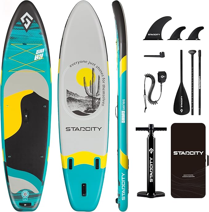 Starcity 11'*34"*6" Blow Up Paddle Board, Inflatable Paddle Board,Paddle Board,Spacious and Stable, Anti Slip and Easy to Operate, Large Size Suitable for Single Person/Family/Pet Use.-StrideForce Fitness