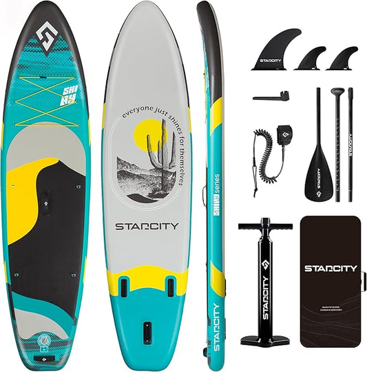 Starcity 11'*34"*6" Blow Up Paddle Board, Inflatable Paddle Board,Paddle Board,Spacious and Stable, Anti Slip and Easy to Operate, Large Size Suitable for Single Person/Family/Pet Use.-StrideForce Fitness