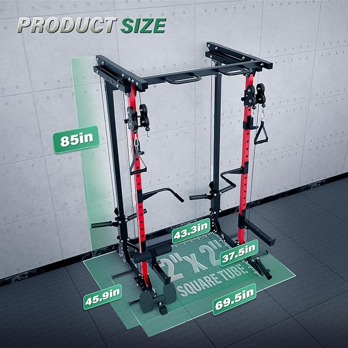 MAJOR FITNESS Drone3 Power Rack, Multi-Function Home Gym Squat Rack with Pull-Up Bar, Cable Crossover & J-Hooks, Heavy-Duty Steel Frame for Maximum Stability & Strength Training-StrideForce Fitness