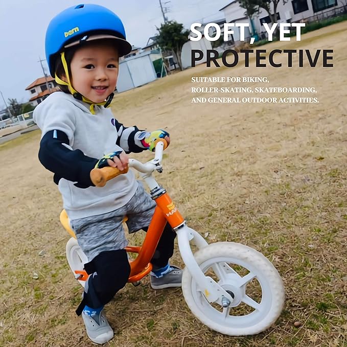 Soft-Style Kids Knee and Elbow Pads with Bike Gloves, Flexible Impact-Resistant Gear for Ages 2-11, Designed for Balance Bikes, Roller-Skating, and Skateboarding-StrideForce Fitness