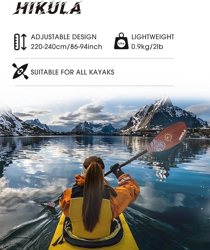 Adjustable Kayak Paddle with Carbon Shaft and PP Blade Available in 220-230/220-240/230-250cm Floating Lightweight Kayak Oars with Original Pattern-StrideForce Fitness