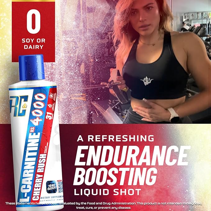 Ronnie Coleman Signature Series L Carnitine XS 4000 Liquid, Stimulant Free, Sugar Free, Zero Carbs, Lean Muscle Strength Support for Men & Women, 16 Oz (16 oz, Cherry Rush (4000))-StrideForce Fitness