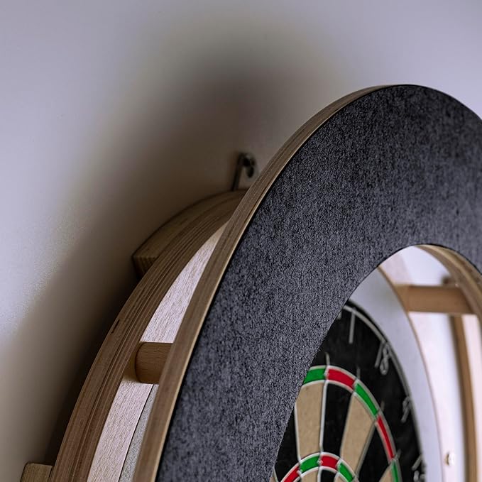 Dart Board Cabinet Set with LED Light; Bristle Dartboard, Built in LED Light, Darts and Chalkboards-StrideForce Fitness
