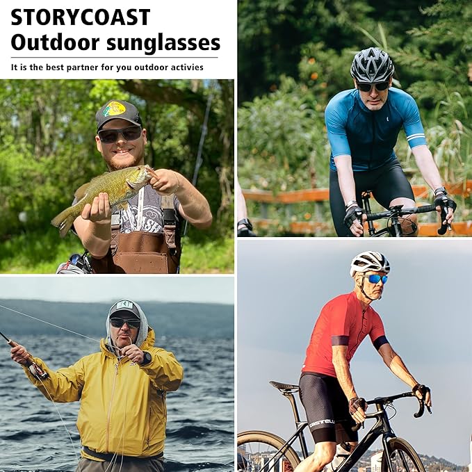 STORYCOAST Polarized Sports Sunglasses for Men Women Unbreakable Frame Cycling Fishing Driving-StrideForce Fitness