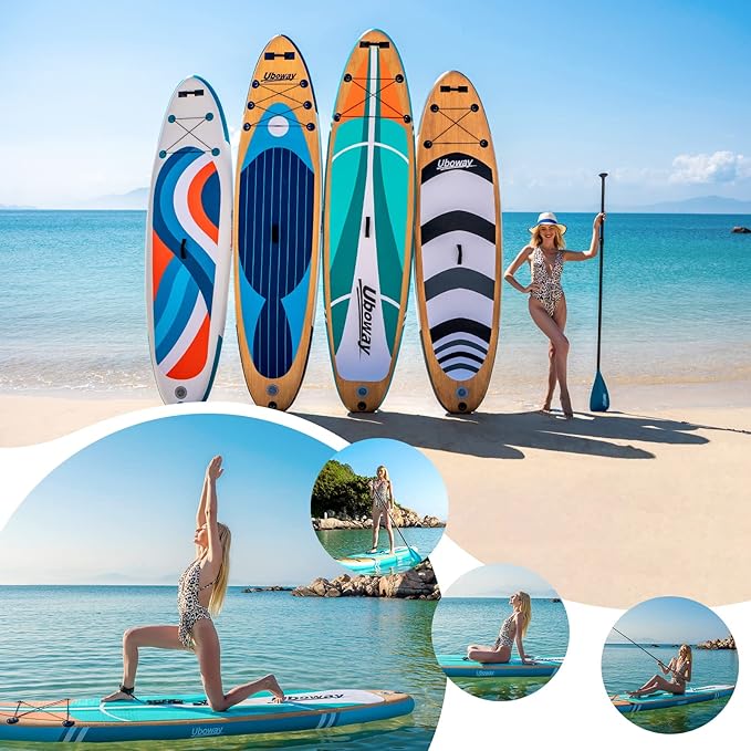 Inflatable Stand Up Paddle Board: Uboway Inflatable Kayak Paddle Board with Premium SUP Accessories, Non-Slip Comfort Deck with Backpack, Bonus Dry Bag & Hand Pump, Sup Board for Yoga Fishing Surf-StrideForce Fitness