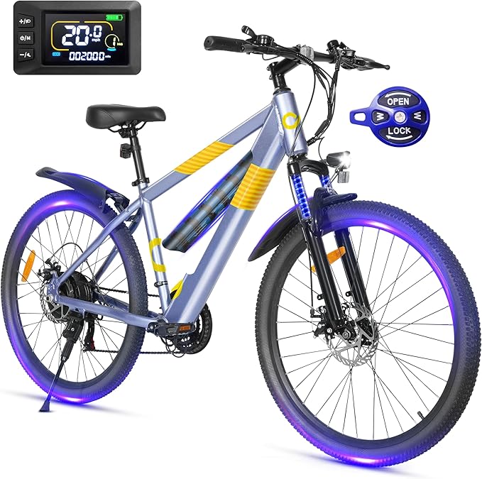 Electric Bike for Adults,26" E-Bike with 700W Peak Motor 21-Speed,Up to 50 Miles Removable Battery,Front Fork Suspension Dual Disc Brakes,Ebikes for Adults Commute Mountain All Terrain-StrideForce Fitness