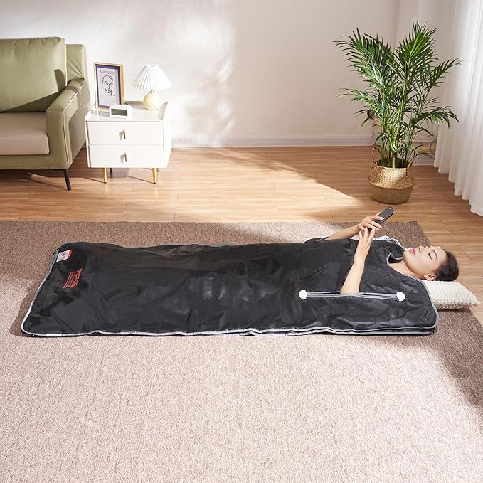 VEVOR Sauna Blanket, Portable Far Infrared Sauna for Home, Oxford Sauna Bag w/Arm Holes & Carbon Fiber Heating, 1-6 Level Adjustable Temp 95-176℉, 5-60 Minutes Timer, 71 x 31 in-StrideForce Fitness