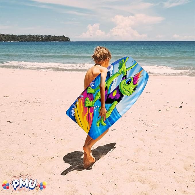 PMU 33 Inch Lizard Printed Bodyboard - Lightweight Wrist Leash Body Board for Beach, Sea & Pool - Surfing Board for Teens & Adults Wave Conditions-StrideForce Fitness