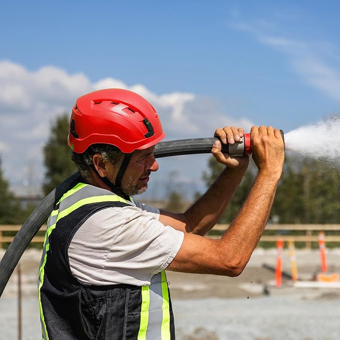 GE Safety Helmet, Impact Absorbing Tech, Adjustable Ratchet, ANSI Type 1, Memory Foam Padding, Hard Hats Protection, Lightweight, Durable, Chin Strap, Comfortable Fit OSHA Approved-StrideForce Fitness