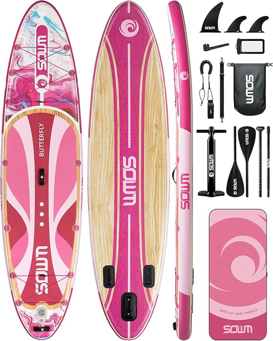 Inflatable Paddle Boards 11'x33'', Stand Up SUP Paddle Board Inflatable for Adults Youth, Extre Wide & Non-Slip Sup of All Skill Levels-StrideForce Fitness