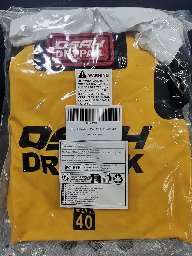 Waterproof Duffel& Luggage Bag - Motorcycle Dry Bag Tail Saddle Bags with Roll Top Closure,Large Storage Space,for Camping, Kayaking, Fishing & Traveling(Yellow, 40L)-StrideForce Fitness