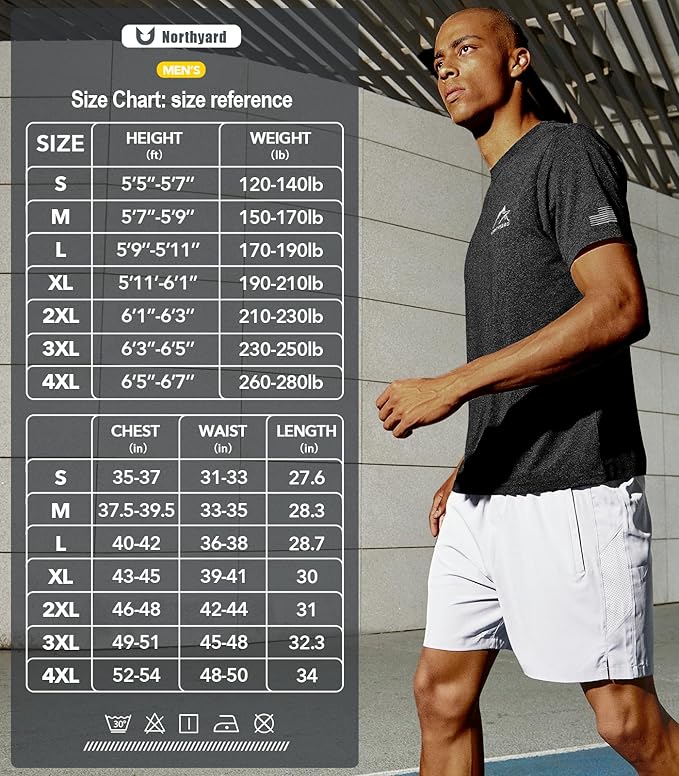 NORTHYARD Men's UPF 50+ Sun Protection Shirts Swim SPF UV Quick Dry Short Sleeve T-Shirts for Athletic Fishing Rash Guard-StrideForce Fitness