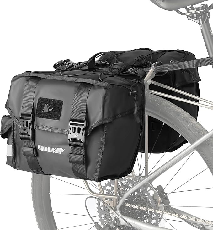 Rhinowalk Bike Pannier Bag for Bicycle Rear Rack Bag 22/40/50L Cycling Saddle Bag Luggage Storage Bag for Long Distance with Rain Cover-StrideForce Fitness