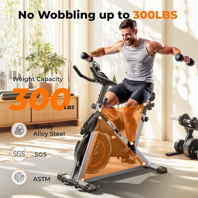 YOSUDA Exercise Bike, Brake Pad Stationary Bike for Home with Exclusive App, Magnetic Indoor Cycling Bike with 300 lb Weight Capacity, Low Noise, Tablet Holder and Fitness Courses for Weight Loss-StrideForce Fitness